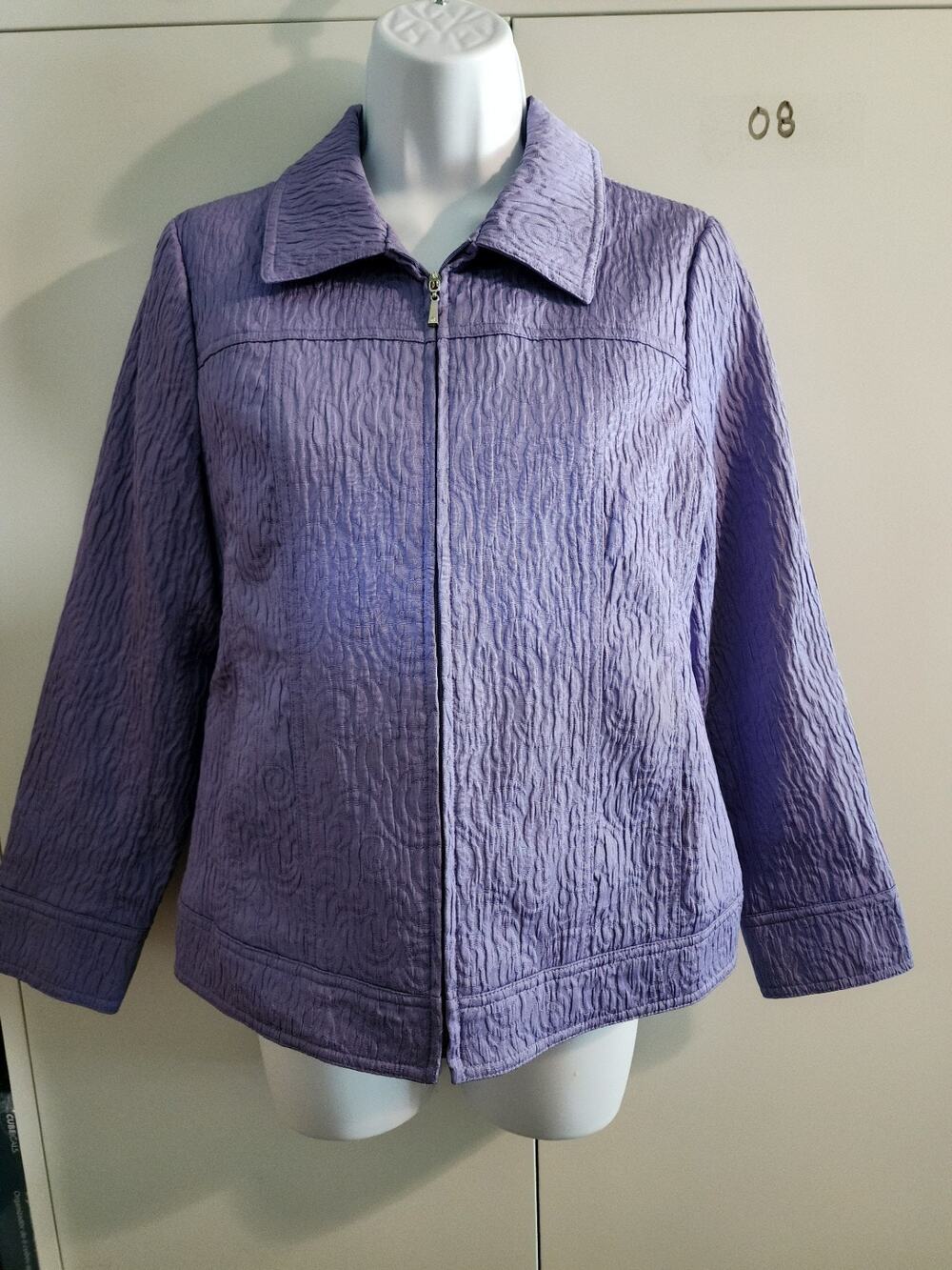 Laura Ashley Petite Women Petite Small PS Purple Textured Full-Zip Jacket
